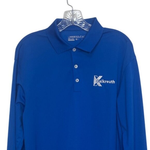 Nike Golf Dri-Fit Kalkreuth Long Sleeve Polo Shirt Mens Medium Blue Long Sleeves - Picture 3 of 8